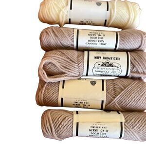 Elsa Williams Lot 5 Skeins Needlepoint Yarn 4 Tan 1 Cream 40 Yd Skeins